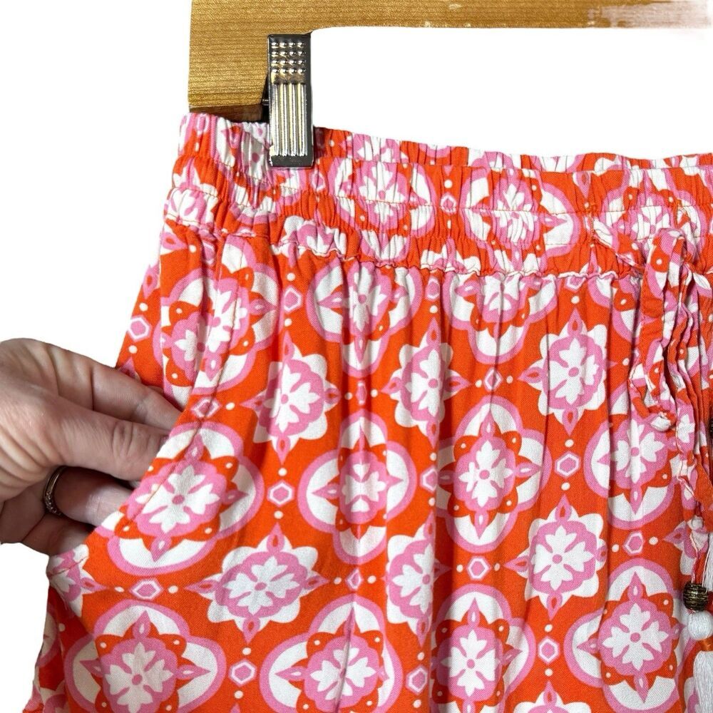 Boho Tiered Maxi Skirt Size 10 Pockets Tassels Peasant Cottagecore Prairie Y2K - Picture 2 of 7